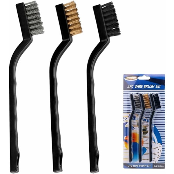 3 stk. stålbørster (nylon, messing, rustfrit stål)