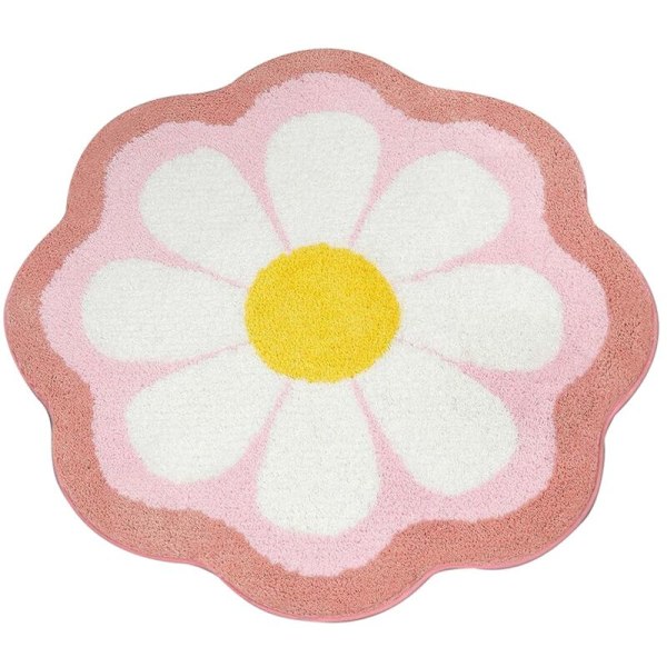 Blomsterbadmatte, Luksuriøs Supermyk Absorberende Mikrofiber Badematte for Bad, for Gulv Dusj Badekar, 2.6 Fot