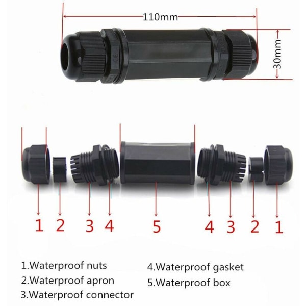 2 stk. Skjermet RJ45 Vanntett Cat5/5e/6 8P8C IP67 Ethernet LAN Hane Dobbel Hode Utendørs LAN-kontakt Kobling Hunn til Hunn Adapter