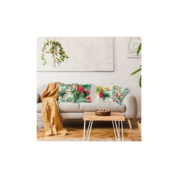 -Utomhuskuddfodral Tropisk Blomma Växt Flamingo Linne Kuddfodral Kuddfodral 4545cm