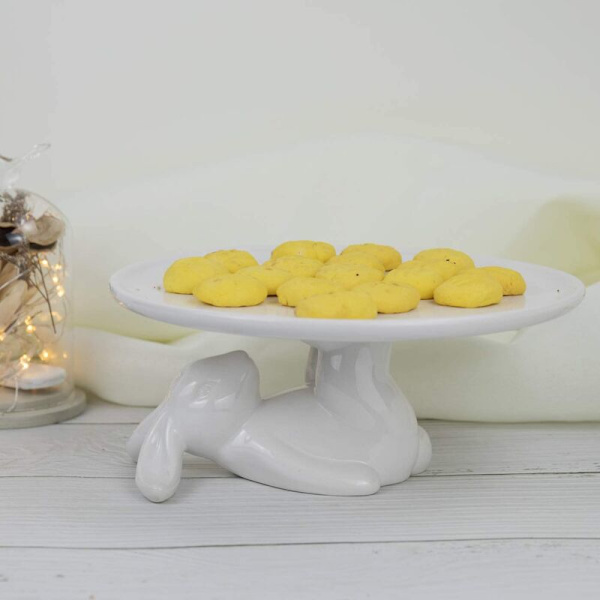 Cupcake Stativ Keramiska Dessertplattor för Snacks och Kakor, Kanin Godisfat Present, Vit, Heminredningspresent