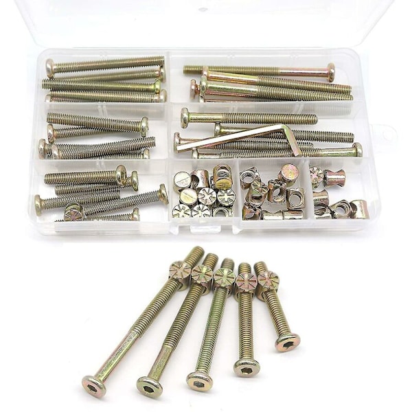 25-Set Baby Crib Skrue Sett - Ulike Størrelser M6x40mm/50mm/60mm/70mm/80mm