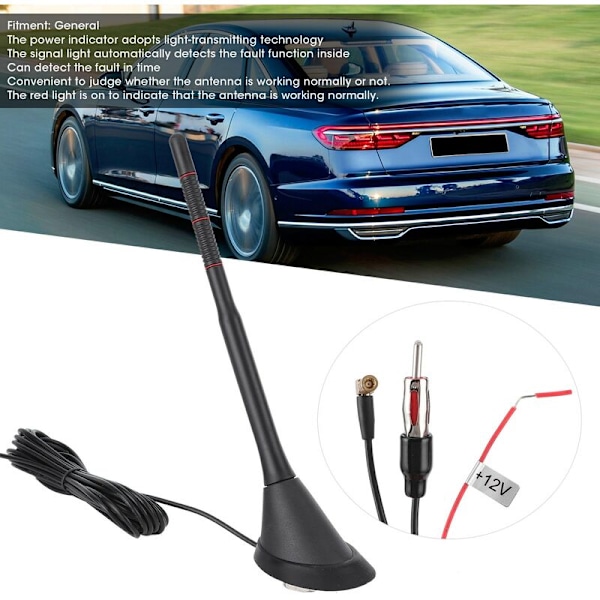 Forsterket Aktiv Bil DAB+FM Antenne Takmontert Radioantenne Vanntett Digital Universal 12V