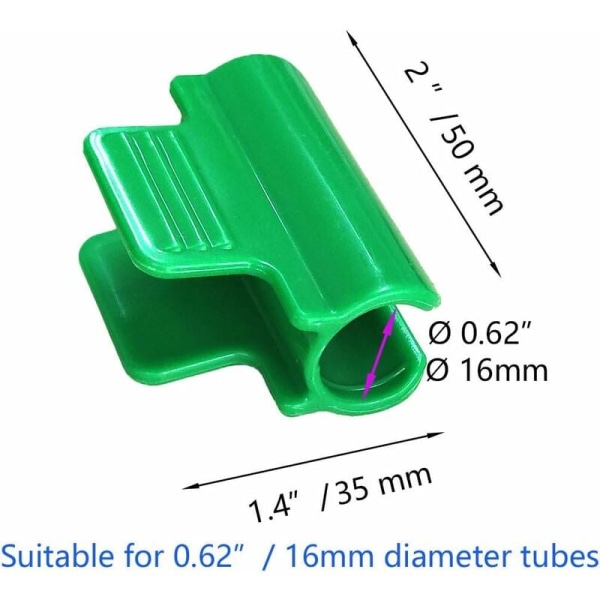 Drivhusbeslag, pakke med 40 drivhusfilmfikseringsklemmer, lamineret plast, 16 mm diameter rækkerammer og dæksler til drivhusskurhave Ve