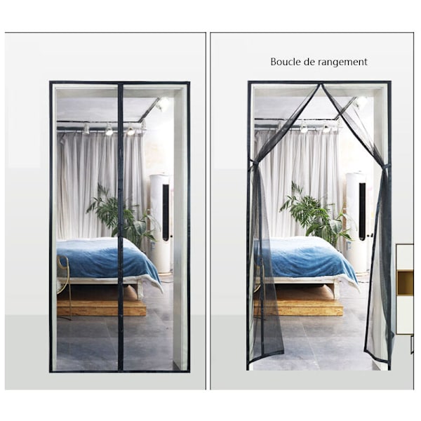 Magnetisk myggnät för dörrfönster, 140x240 cm Gardiner Canvas Insektsskydd, Svart