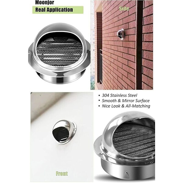150mm Rund Ventilationsgaller Huv Ventilationsgaller, 304 Rostfritt Stål Rund Kåpa med/Nät