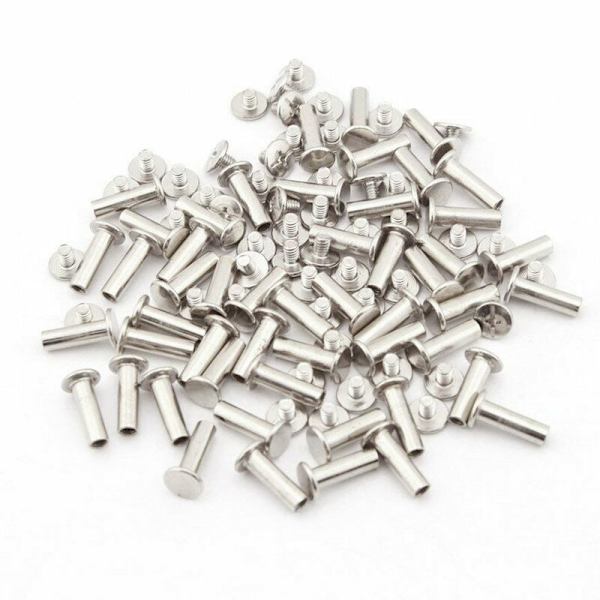30 Sæt Chicago Bindeskruer, 5mm x 15mm Nikkelbelagt Bindeskrue Binding, Sølvfarvet
