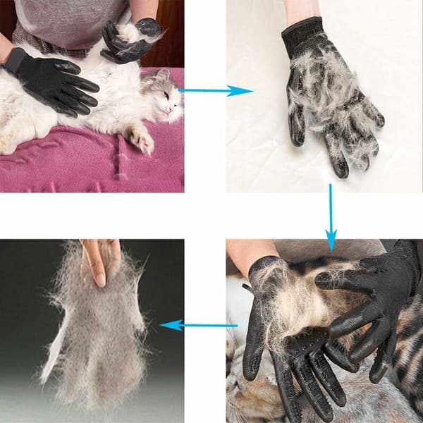 Bløde kæledyrsvaskehandsker, perfekte til massage og hårgenopretning hos hunde, katte og heste (sort)