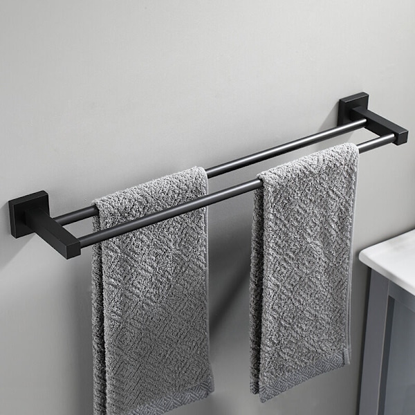 Badeværelses Håndklædeholder, Væghængt Håndklæde Stang (Sort, 50cm)