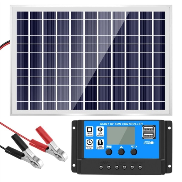 30W 12V Solcellsladdare + 40A Regulator för Husbil Husbil