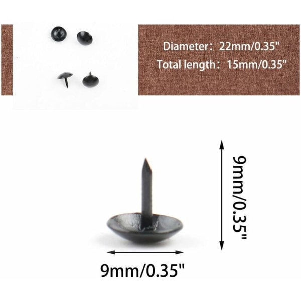 sourcingmap 200 stk møbelspiker spiker teppe trykknapp for møbeldekorasjon svart 9 x 9 mm