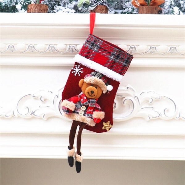 4 stk gavepose julekuler juledekorasjoner til hjemmet sokker juletre dekorasjon strømper gaveholdere hjem