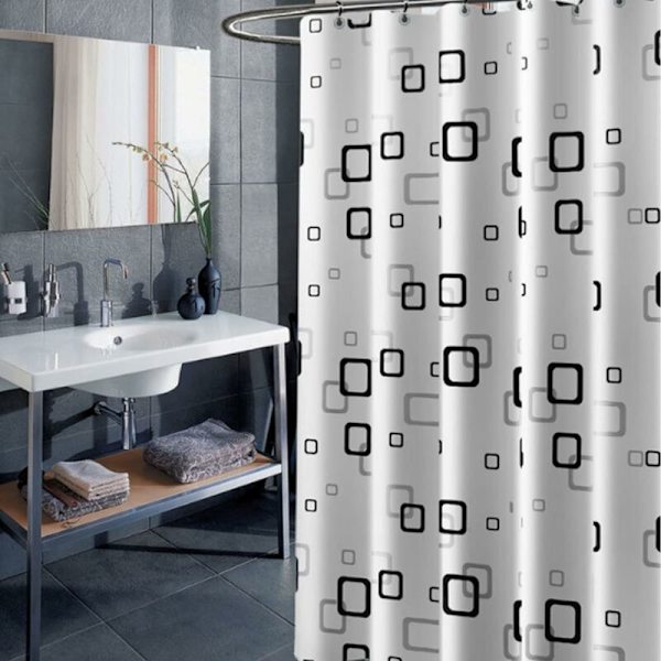 Vandtætte bruseforhæng, 180 x 200 cm, smalt bruseforhæng, gennemsigtigt bruseforhæng, tekstil bruseforhængsringe, anti-skimmel bruseforhæng,