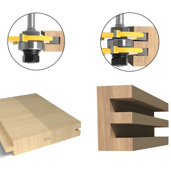 8 mm:n varren uran ja ura -leikkurisarja, 3 hammasta, T-muotoinen puuleikkuri, puuntyöstötyökalu (8 mm)