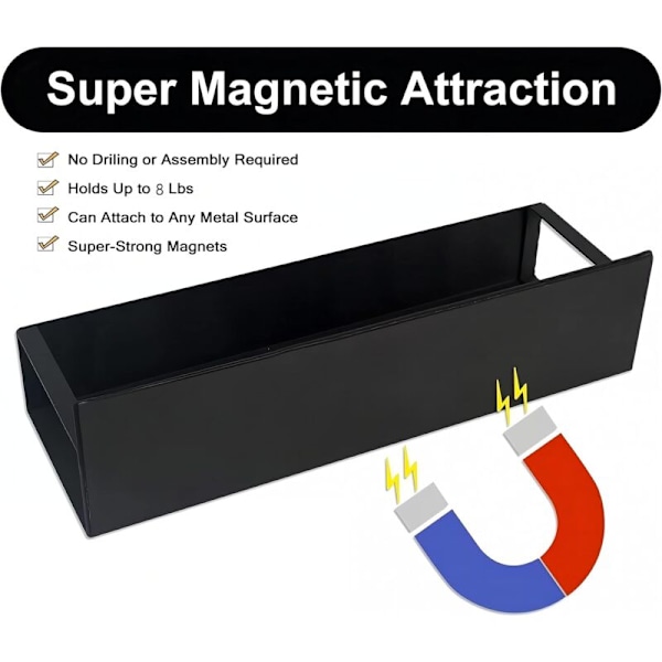 Magnetisk hylla för kylskåp, 2 magnetiska metallhyllor, magnetisk kryddhållare, kryddställ för kök, platsbesparande utan borrning, för kök