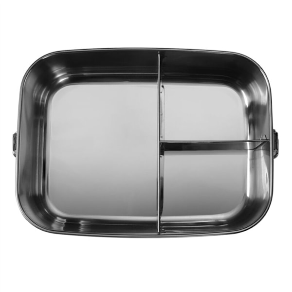 2X Rustfritt Stål Bentoboks, 3-roms Matboks med To Sider, for Mat 1400Ml for Barn og Voksne, Miljøvennlig, Oppvaskmaskinsikker
