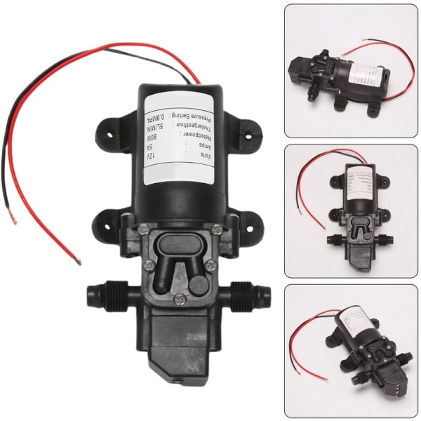 Sort DC 12V 60W Minipumpe Automatisk Membranpumpe Elektrisk Vaskpumpe Afbryd 5L/min
