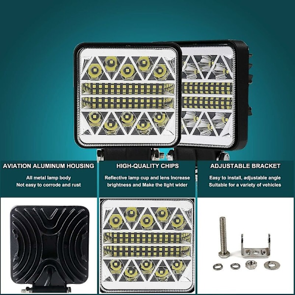 4 tommer 102W LED-lys pods traktor arbeidslys spot flom kjøring liten lyslist vanntett for lastebil utstyr kjøretøy pickup 1 stk firkantet 102W