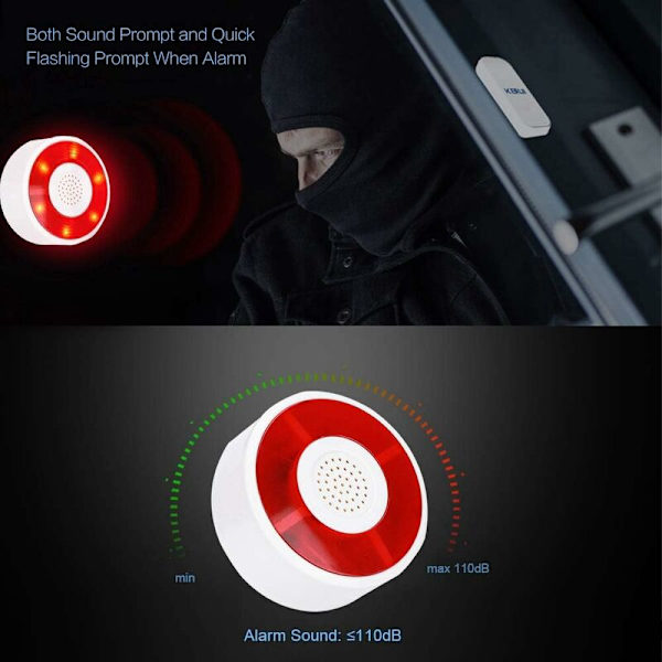 DC 12V LED Alarm Sikkerhedslampe Blinkende Alarmsystem Strobe Signal Lys Advarsel Acousto-Optisk Sirene