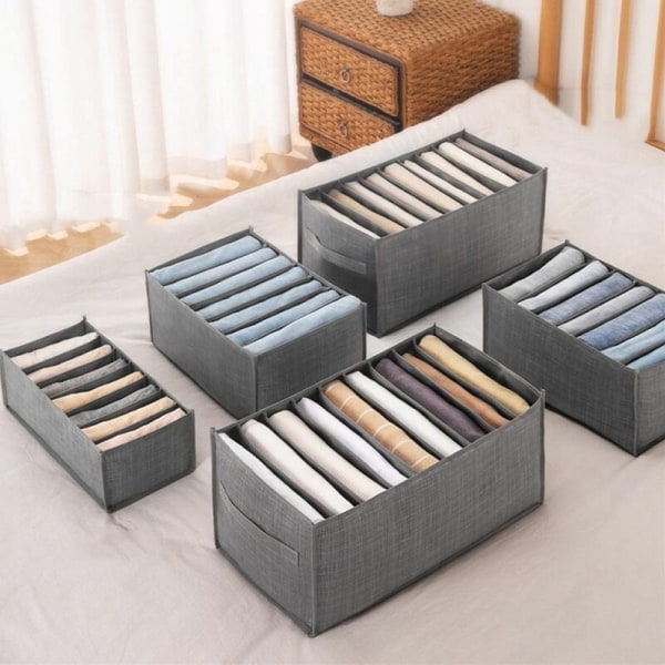 6 st serie lådboxar för jeans byxor T-shirt förvaringsboxar arrangör garderob lådor arrangör 7 rutnät S