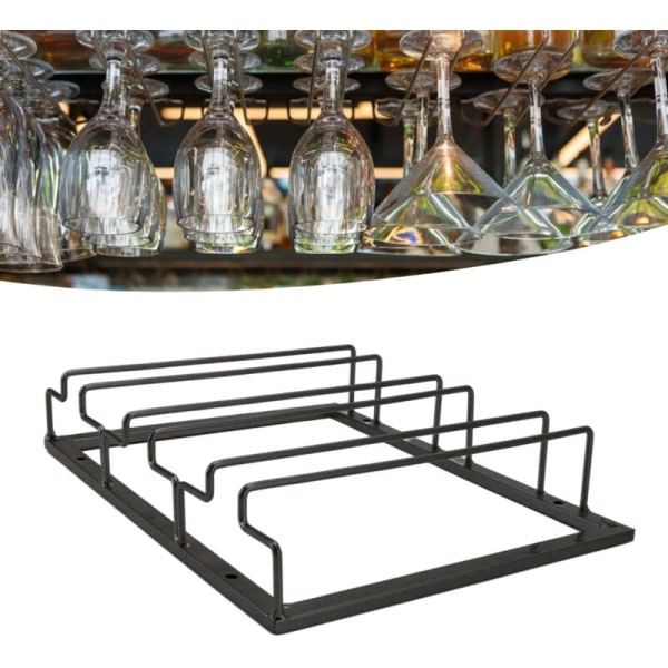 Flaskeholdere, Jern Omvendt Vinglasholder, Europæisk Stil Hængende Vinglasstativ Under Skab, Sort