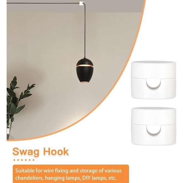 10 stk. kroker for å henge taklampe, DIY hengende lampe elektrisk ledning kabel ledning lysekrone lysarmatur maskinvare krok hvit