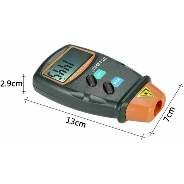 Digital Turteller, Kontaktløs Turteller, LCD Digital Turteller, Turtellerområde 2,5 RPM-99.999 RPM, med 3 Reflekterende Strimler og Blå Klutpose