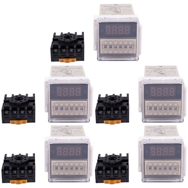 5X AC 220V 5A Programmable Dual Time Delay Relay Device Tool DH48S-S