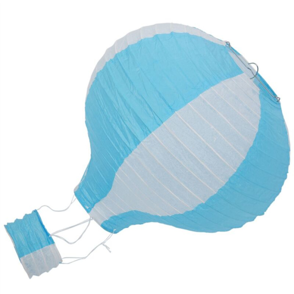 6 stk. 12 tommer Papir Varmtluftballon Lanterne Lampskærm Loftlampe Bryllupsdekoration, Blå Striber