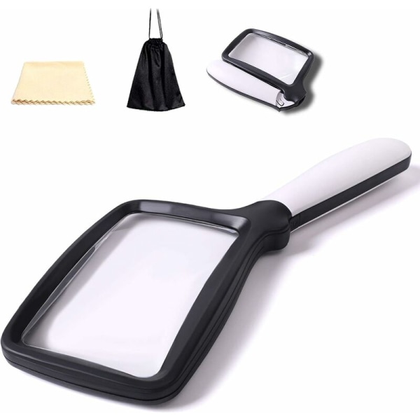 Fällbar läsglas med 5 LED-lampor 3x förstoring med 2 dimningslägen Idealisk för att läsa små tryck, böcker, nedsatt syn, lätt att läsa