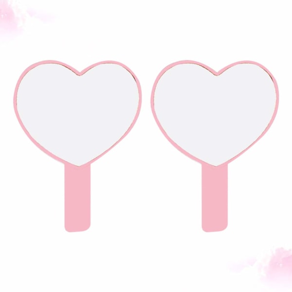 2 ST Handhållen spegel Sminkspegel i liten form Dam Bärbar plastresespegel (rosa)
