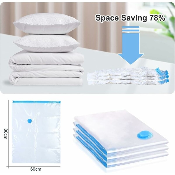 Vakuumförvaringspåsar Vakuum, 3-pack (60 x 80 cm) Vakuumpåsar för kläder, Återanvändbara vakuumförvaringspåsar för kläder, Sängkläder, Handdukar, Täcken
