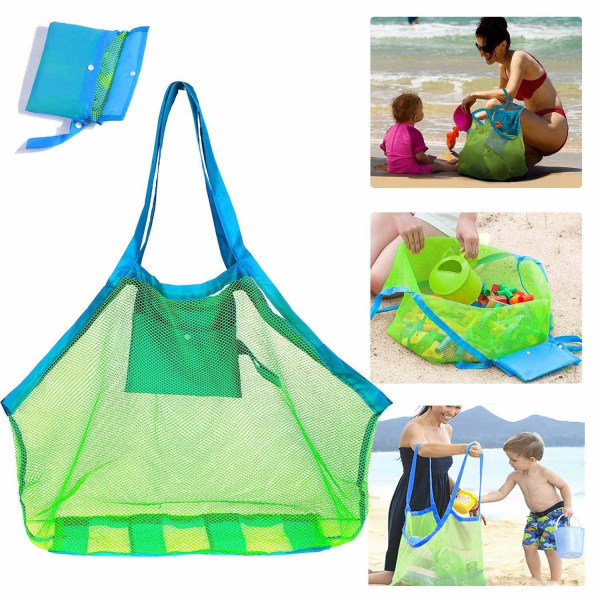 Mesh strandtasker Ekstra store strandtasker og muleposer til opbevaring af strandlegetøj Børn Legetøjsmarked Dagligvarer Picnic muleposer