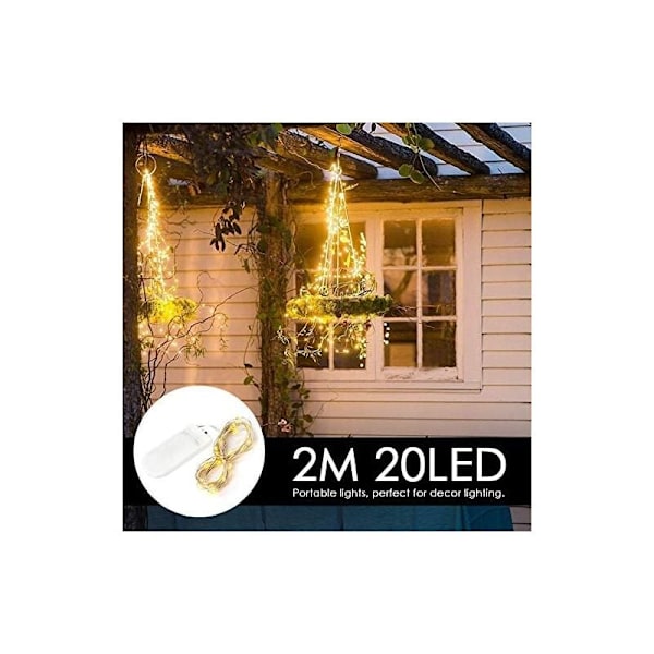 LED-ljusslingor - 10-pack 2M 20LEDs Koppartråd, Batteridrivna Ljusslingor för Långa och Tunna Vas, Bord, Inomhus Utomhus, Semester, Bröllop, P