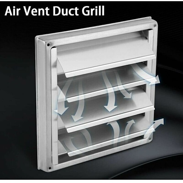 100mm Ventilationsgitter i stål, Udvendig udluftningsgitter med rustfrie klapper