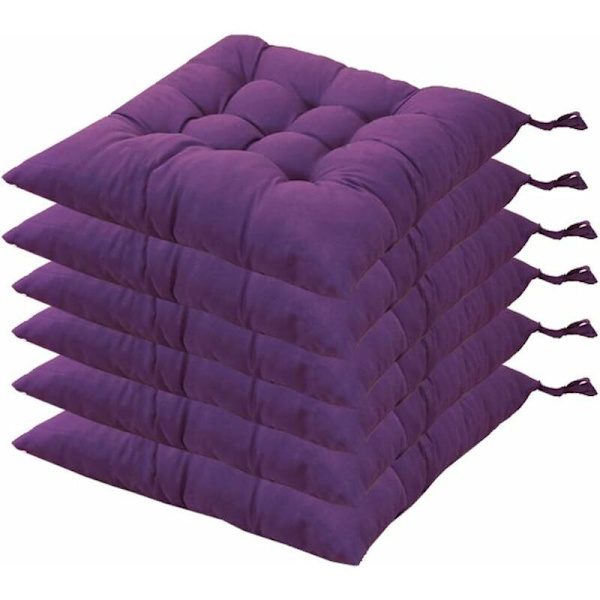 6 Stora Stolsdynor 40x40 Sittdynor Heminredning Quiltat Matta Kudde, Bekväm och Färgglad Perfekt för Inomhus och Utomhus (Lila)