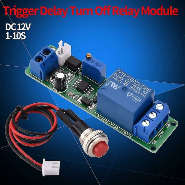 DC 12V Timer Switch-modul, høypresisjons justerbar forsinkelsestimer relémodul, tidsområde 1 10 sekunder