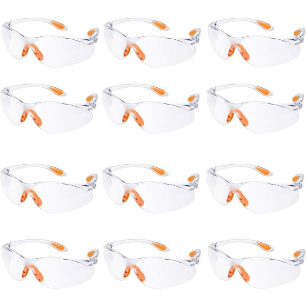 Paket med 12 skyddsglasögon Skyddande arbetsglasögon med transparenta anti-imlinser Skyddsglasögon för trädgårdslaboratorium Kemi,AAFGVC