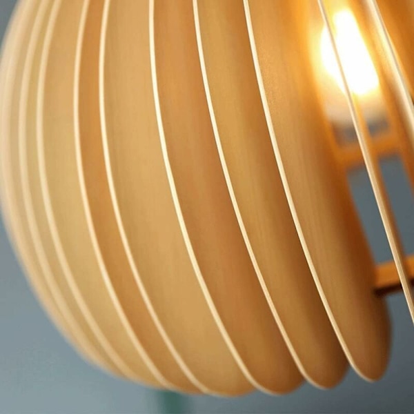 Nordisk Hengelampe i Form av Gresskar Japansk Hengelampe Massivt Tre Lysarmatur for Soverom Kjøkken Restaurant Stue (Størrelse: Bredde: 18cm)-DENUOTOP