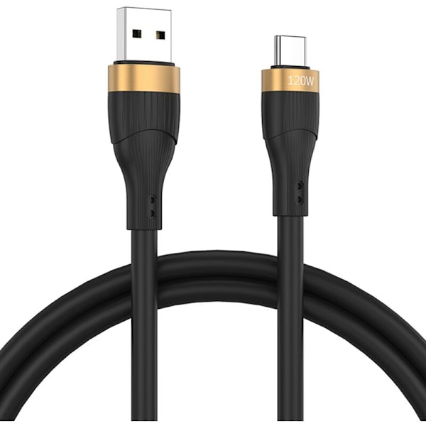 USB-kabel Ny 120W 6Ft Type C-kabelopladerkabel til Android Super Flash-opladerkabel - Sort