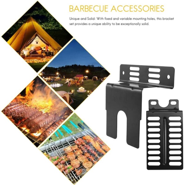 2 stk. rustfrit stål rotisserie motor beslag sæt universel BBQ motor holder plader udendørs camping grill værktøj