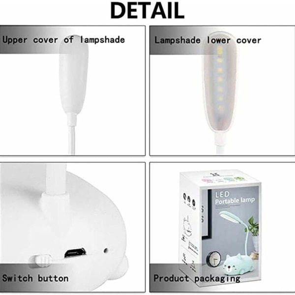 Minimalistiske sengelamper Barn LED-skrivebordslampe for barn Student Læringsøyevernlampe USB-oppladbar lampe Sovesalgave Liten skrivebordslampe N