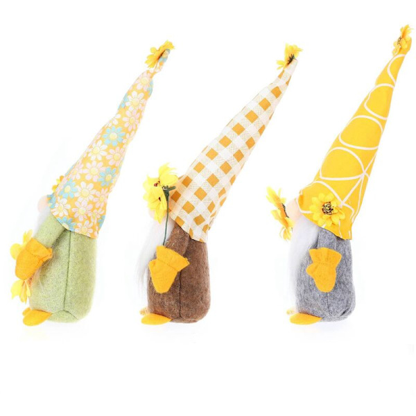 3 st Solros Gnome Sommar Trädgård Tomte Bondgård Kök Dekor Flernivåbricka Rustik Svensk Dockprydnad
