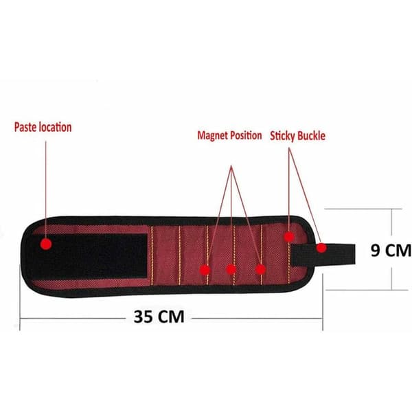 Magnetiskt armband med 10 starka magneter, rött