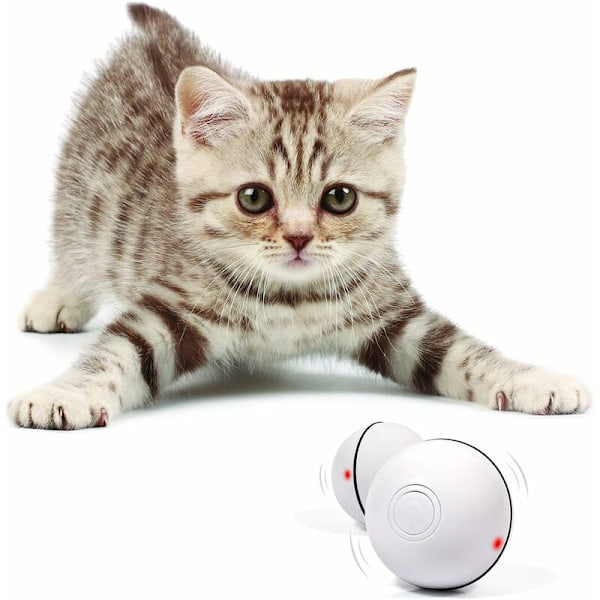 Smart Interaktiv Katt Leksak - Nyaste Versionen 360 Grader Självrullande Boll, USB Laddningsbar Husdjursleksak, Inbyggd Snurrande LED-Ljus, Stimulerar Jakten