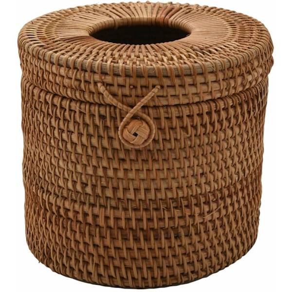 2X Pyöreä Rattan-Kudoksen Laatikko Viiniköynnös Leivänpidin Vessapaperin Kansiannostelija Kylpyhuoneeseen, Hotelliin Ja Toimistoon