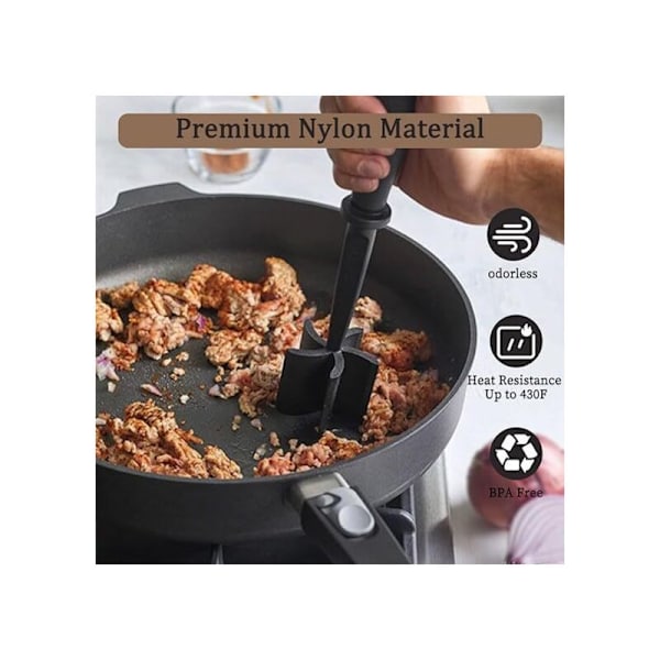 Kødhakker, Hamburgerhakker-værktøj, Professionel varmebestandig nylon, Kartoffelmoser og kødhakker, Hakket oksekød og kalkun - Non-stick-hakker