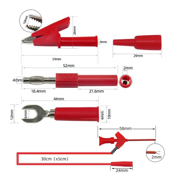 P1503E-serie Universal Multimeter Probe Test Lead Kit, Reservedeler, IC-testerspiss, SMD-testhake, Klips