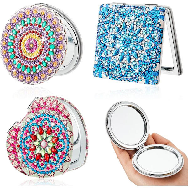 3 st DIY Diamantmålning Fickspiegel, Personlig Resespegel, Konst- och Hantverksset för Vuxna och Barn, Diamantmålning Hantverk, Julgåvor