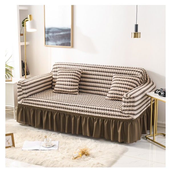 Stretch Soffaöverdrag Skyddande 3D Bubbelgalleröverdrag Snyggt Högstretch Soffaöverdrag Hållbart Soffaöverdrag Möbelskydd 3-Sits 190-230cm Brun-
